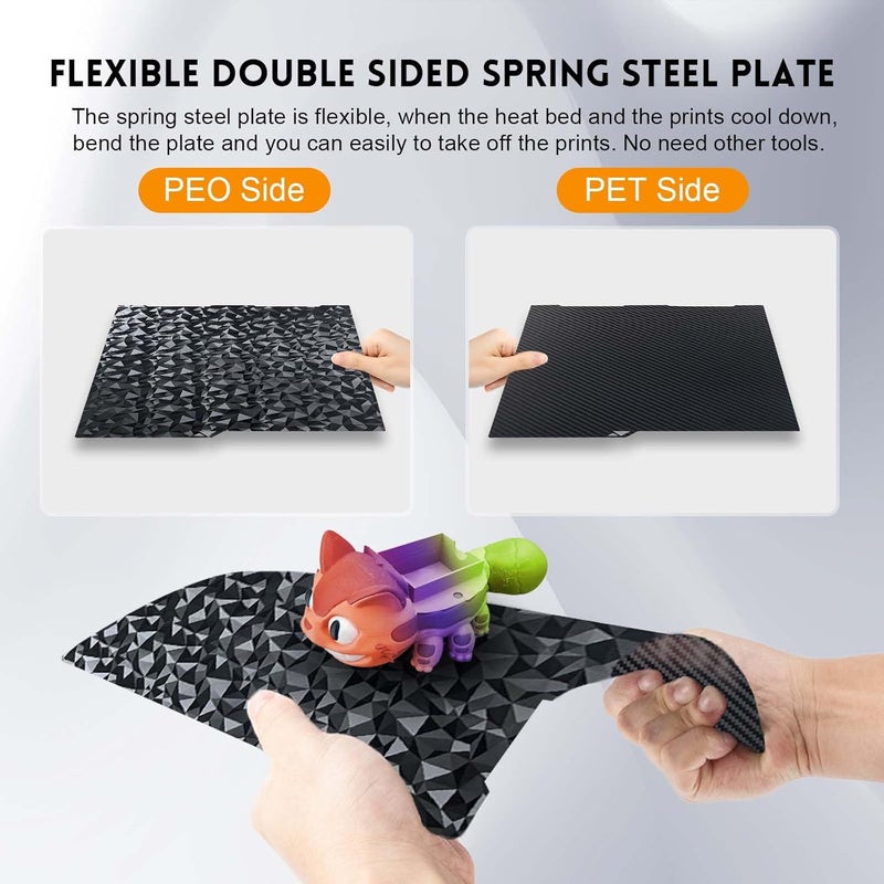 IdeaFormer-3D Diamond PEO+Carbon Fiber PET Build Plate for Anycubic Kobra 3/Kobra 3 V2/Kobra 3 Combo, Double Sided PEO PET Spring Steel Plate Flexible Sheet for 256x268mm Kobra 3 Series - Image 5